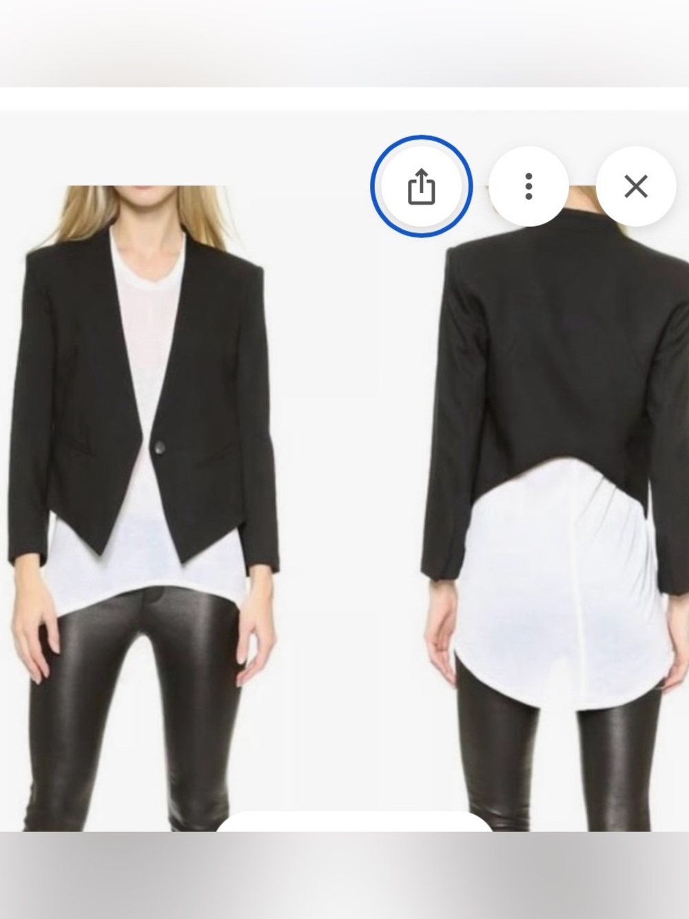 Helmut Lang Classic Cropped Black Open-Front Women's Blazer tuxedo jacket wool